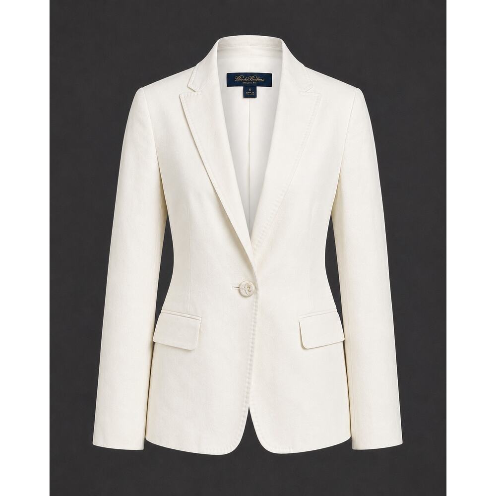 Brooks Brothers White Linen Blazer Womens 6 Office Career Mother Pearl Buttons - Picture 2 of 14